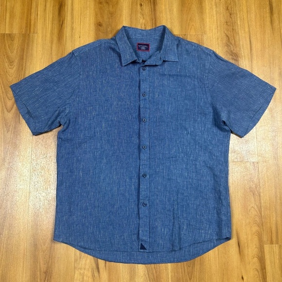 UNTUCKit Men's Chambray Blue Button-Down Shirt 100% Linen Size L - Picture 1 of 9